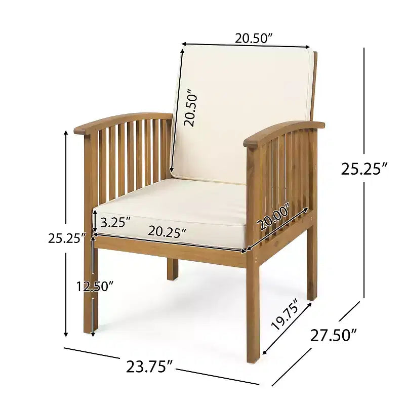 Christopher Knight Home Carolina Outdoor Acacia Wood 5 Piece Club Chair Chat Set with Cushions