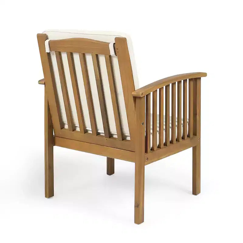 Christopher Knight Home Carolina Outdoor Acacia Wood 5 Piece Club Chair Chat Set with Cushions