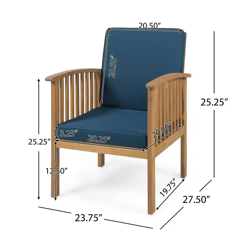 Christopher Knight Home Carolina Outdoor Acacia Wood 5 Piece Club Chair Chat Set with Cushions