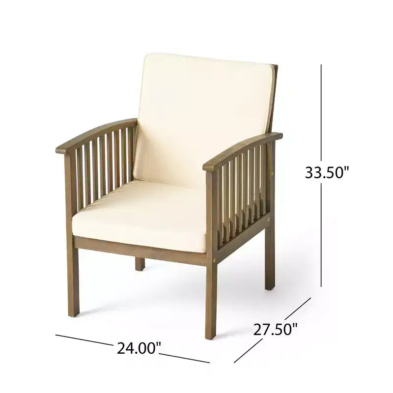 Christopher Knight Home Carolina Outdoor Acacia Wood 5 Piece Club Chair Chat Set with Cushions