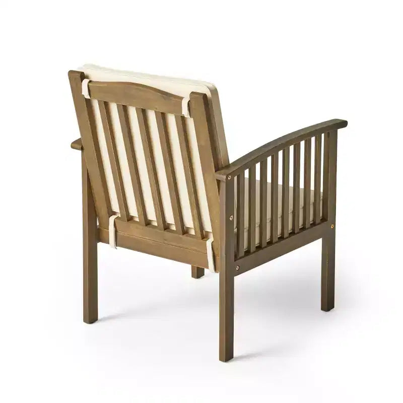 Christopher Knight Home Carolina Outdoor Acacia Wood 5 Piece Club Chair Chat Set with Cushions