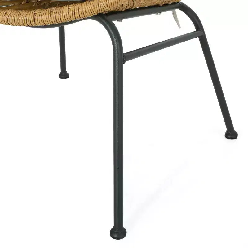Christopher Knight Home Banya Outdoor Wicker and Iron 3 Piece Chat Set with Tempered Glass Table, Light Brown/Beige