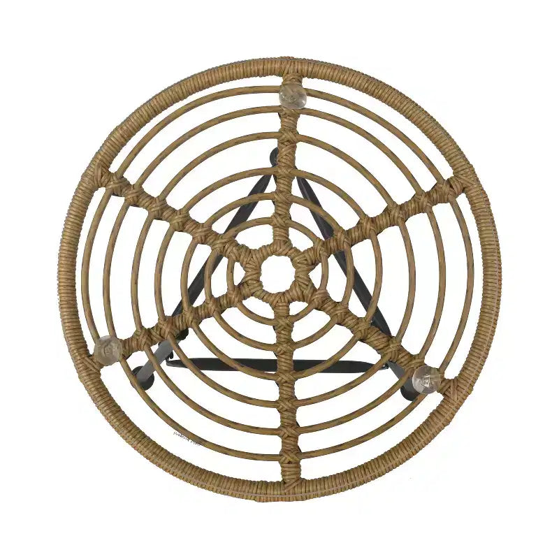 Christopher Knight Home Banya Outdoor Wicker and Iron 3 Piece Chat Set with Tempered Glass Table, Light Brown/Beige