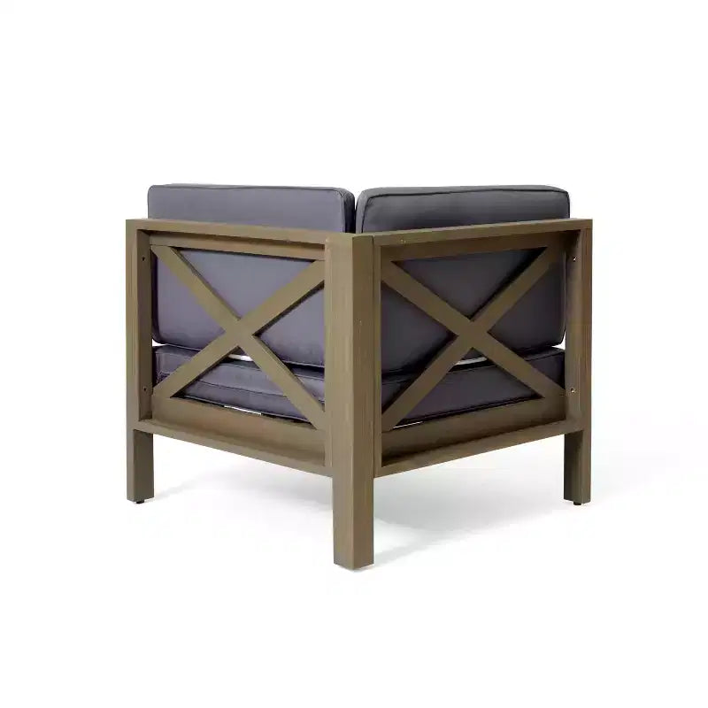 Christopher Knight Home Culatra, ensemble de canapés d'extérieur sectionnels 5 places en bois d'acacia avec foyer en fer de 50 000 BTU