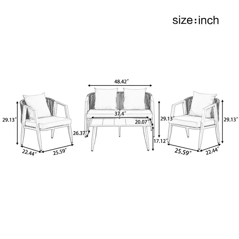 Whisen Durable and Comfortable Outdoor Seating Set,Suitable for Patios, Lawns, and Poolsides
