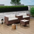 4-Piece Rattan Patio Set  Modular Sectional with Storage Box & Glass Table, Weather-Resistant for Outdoor Lounge, Balcony