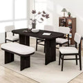 Whisen 6-Piece Solid Wood Dining Table Set with Bench and Upholstered Chairs for Kitchen or Dining Room Modern Farmhouse Style in 2 Classic Colors
