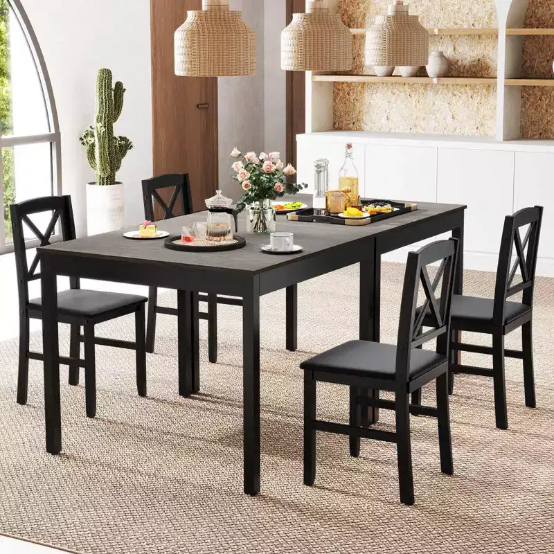 Ensemble de salle à manger 3 pièces Costway – Table carrée en bois et 2 chaises rembourrées – Marron/Gris