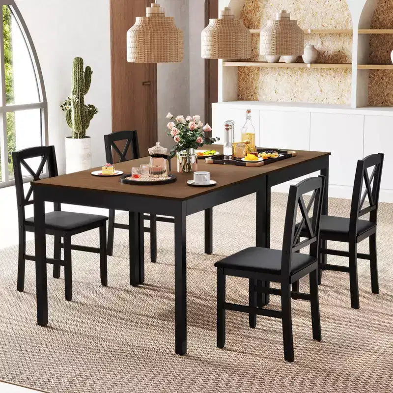 Ensemble de salle à manger 3 pièces Costway – Table carrée en bois et 2 chaises rembourrées – Marron/Gris