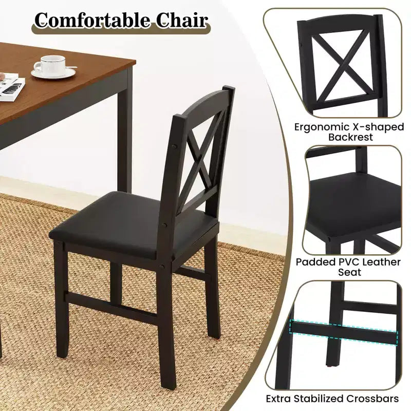 Ensemble de salle à manger 3 pièces Costway – Table carrée en bois et 2 chaises rembourrées – Marron/Gris