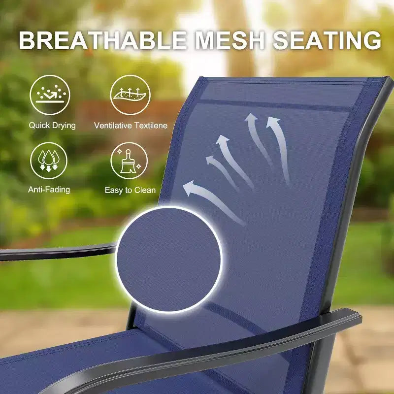 Acekool Lot de 2 tabourets de bar pivotants d'extérieur avec dossier haut et accoudoirs, chaises de terrasse en textilène toutes saisons avec rotation à 360° pour terrasse et patio
