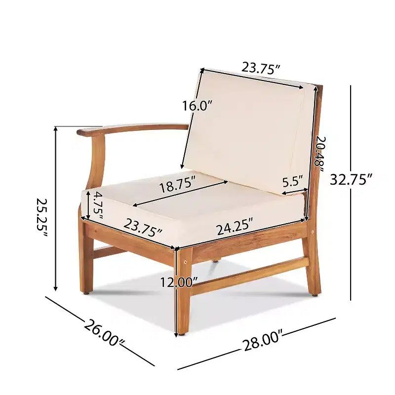 Christopher Knight Home Illona Outdoor Acacia Wood 6 Seater Sectional Sofa and Club Chair Set with Fire Pit