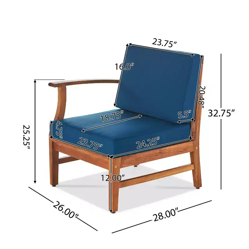 Christopher Knight Home Illona Outdoor Acacia Wood 6 Seater Sectional Sofa and Club Chair Set with Fire Pit