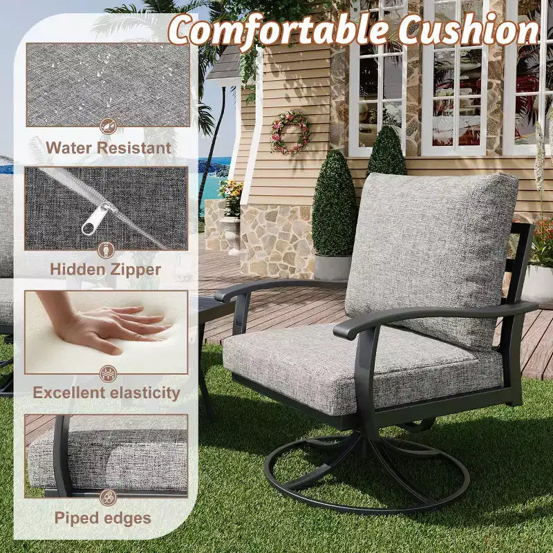 EROMMY 9 PCS Outdoor Metal Conversation Set For 10 Person
