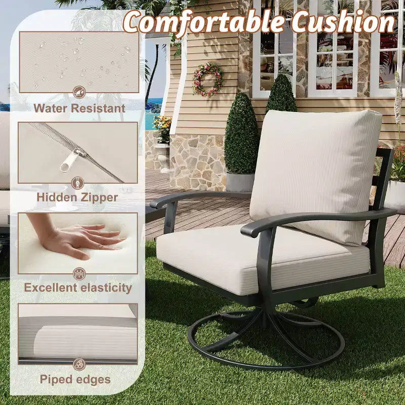 EROMMY 9 PCS Outdoor Metal Conversation Set For 10 Person