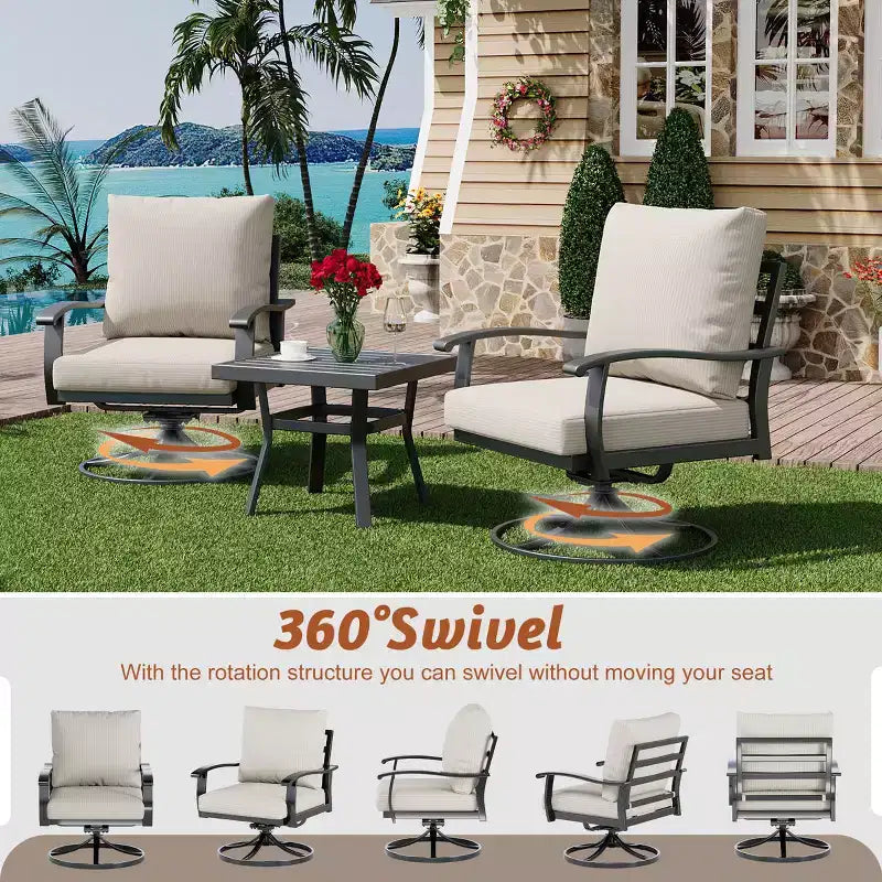 EROMMY 9 PCS Outdoor Metal Conversation Set For 10 Person