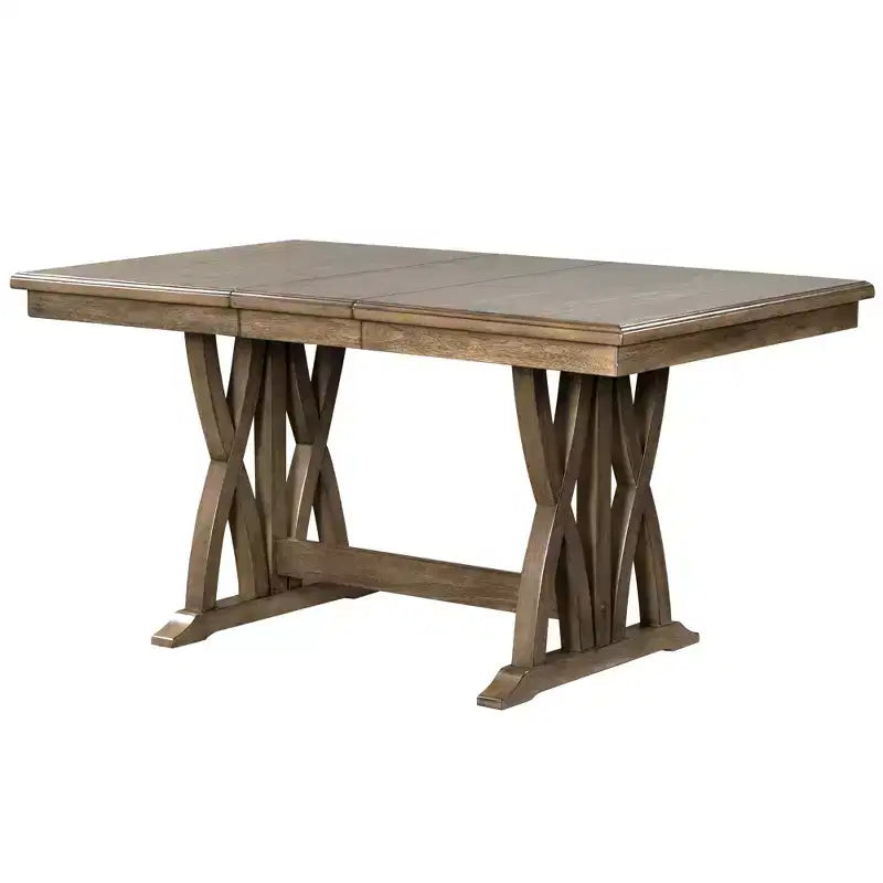 Whisen 7-Piece Dining Table Set with Upholstered Chairs and 12 Leaf