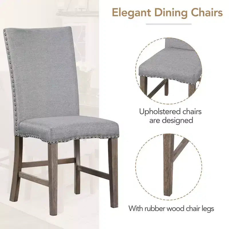 Whisen 7-Piece Dining Table Set with Upholstered Chairs and 12 Leaf