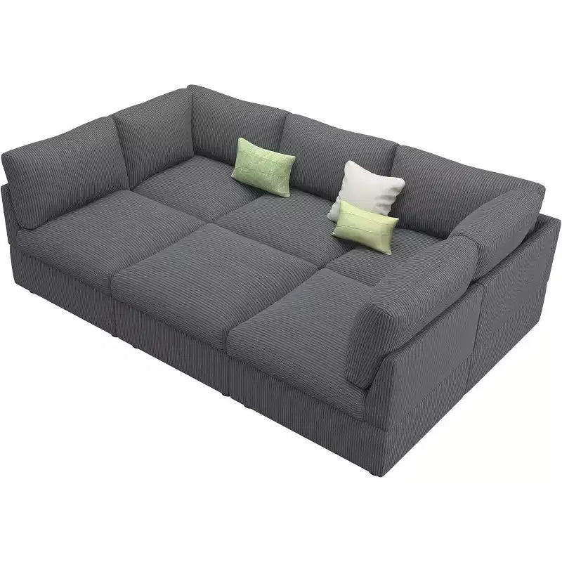 AMERLIFE Oversized Modular Sectional Sofa with 32 Deep Seat, 6-Piece Convertible U/L/S Couch