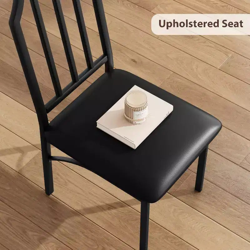 3-Piece Glass Dining Set for 2  Space-Saving Kitchen Table with Chamfered Edges & Upholstered Chairs, Apartment-Sized Table Set