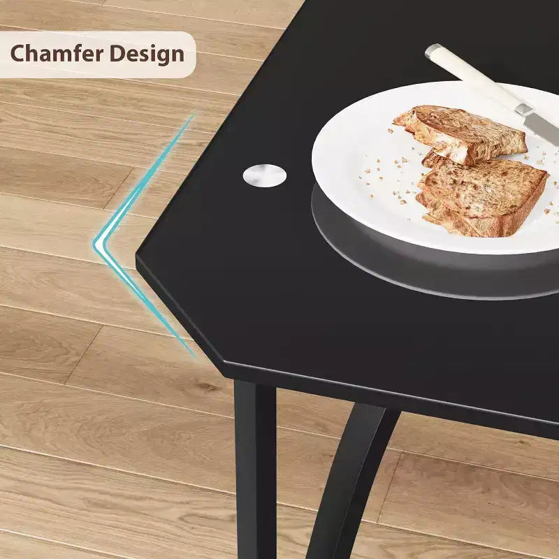 3-Piece Glass Dining Set for 2  Space-Saving Kitchen Table with Chamfered Edges & Upholstered Chairs, Apartment-Sized Table Set