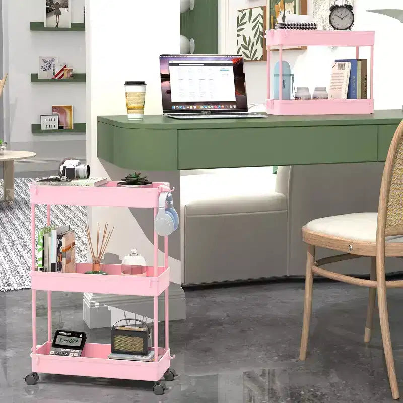 Carrello Portaoggetti Stretto a 3 Ripiani - Organizer Mobile Multi-Funzionale per Bagno, Cucina