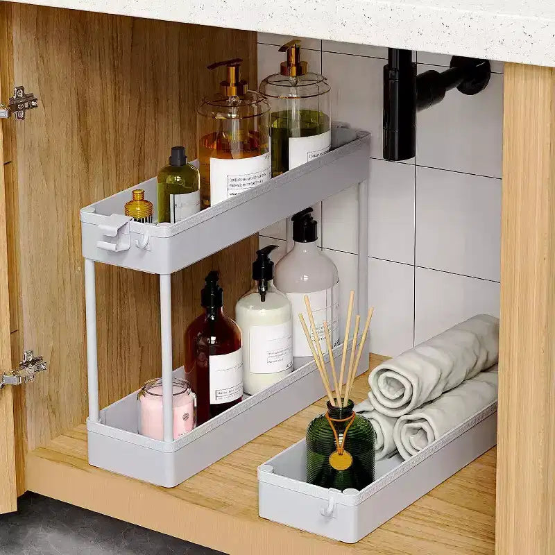 Carrello Portaoggetti Stretto a 3 Ripiani - Organizer Mobile Multi-Funzionale per Bagno, Cucina