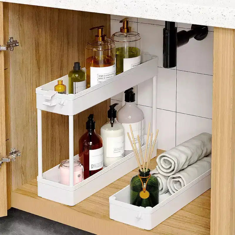 Carrello Portaoggetti Stretto a 3 Ripiani - Organizer Mobile Multi-Funzionale per Bagno, Cucina