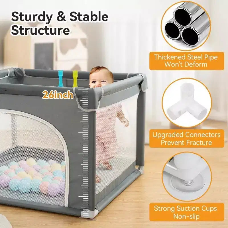 Box per Neonati a 4 Pannelli 36x36 - Box Portatile Spazioso e Sicuro