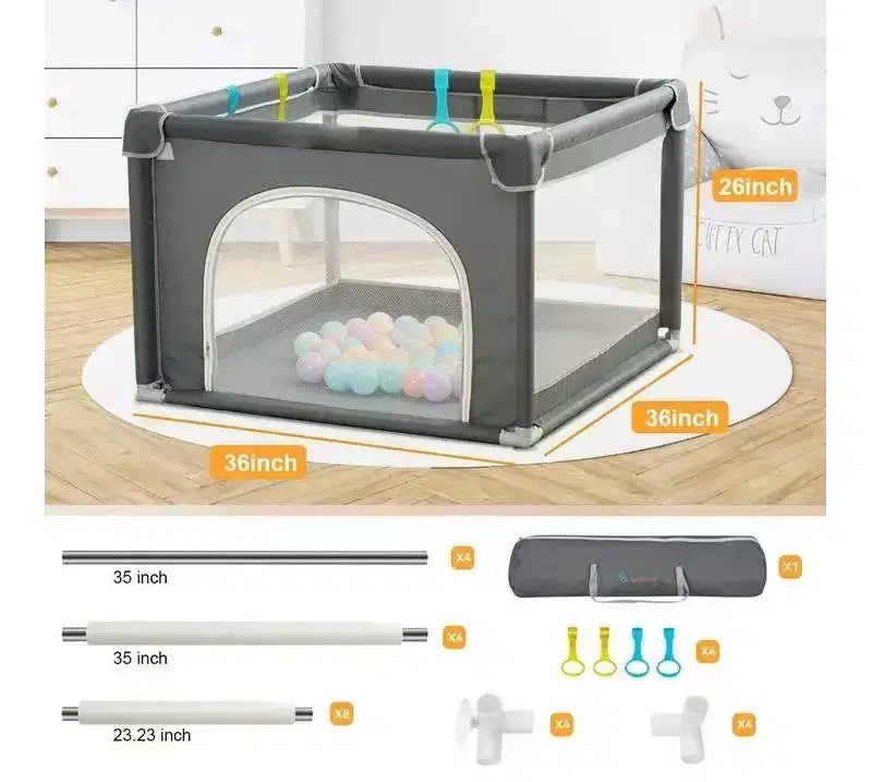 Box per Neonati a 4 Pannelli 36x36 - Box Portatile Spazioso e Sicuro