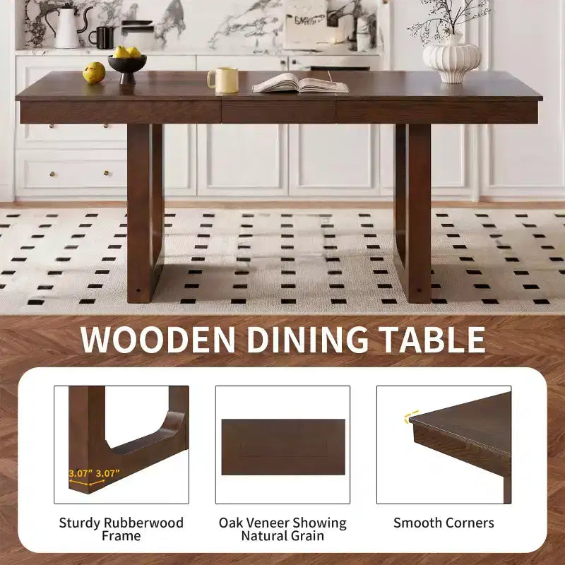 Merax 7-Piece Extendable Dining Table Set with 6 Upholstered Seat Chairs