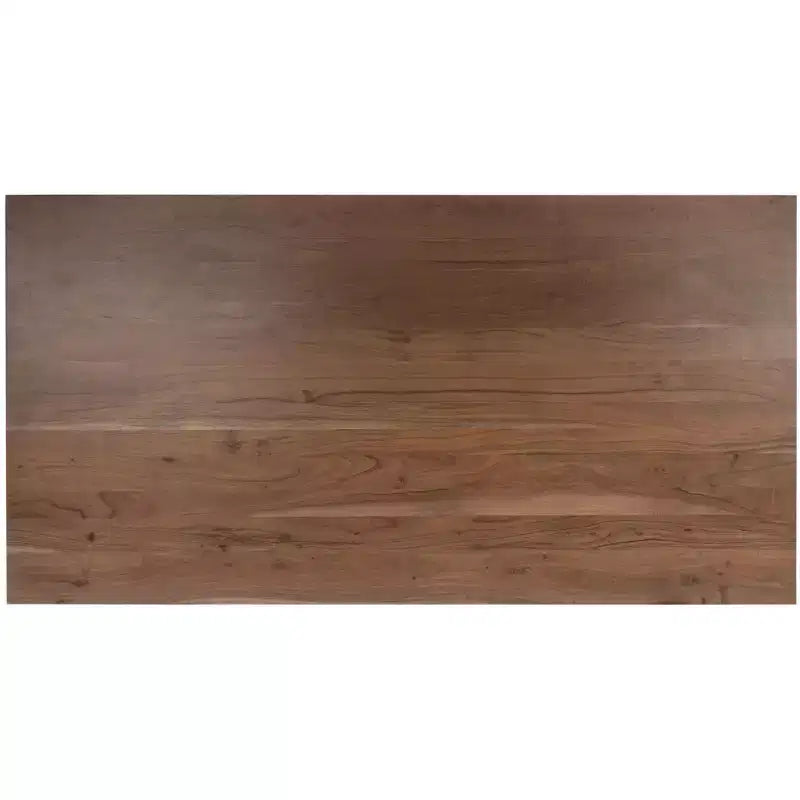 Tavolo da Pranzo Rettangolare Noce/Oro - Piano in Legno di Acacia, Base a Cavalletto in Ottone, 2 Posti a Sedere