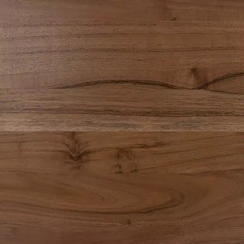Tavolo da Pranzo Rettangolare Noce/Oro - Piano in Legno di Acacia, Base a Cavalletto in Ottone, 2 Posti a Sedere