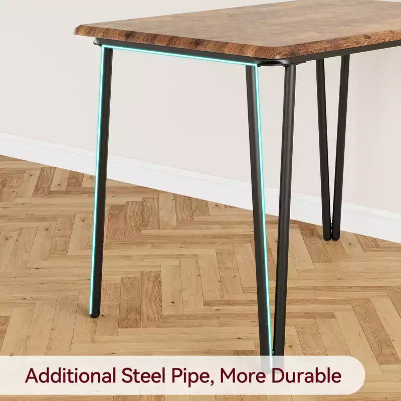 Dining Table Set for 4, Small Square Kitchen Table and 4 Upholstered Chairs, 5 Piece Modern Wooden Table with 4 Chairs