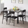 Dining Table Set for 4, Small Square Kitchen Table and 4 Upholstered Chairs, 5 Piece Modern Wooden Table with 4 Chairs