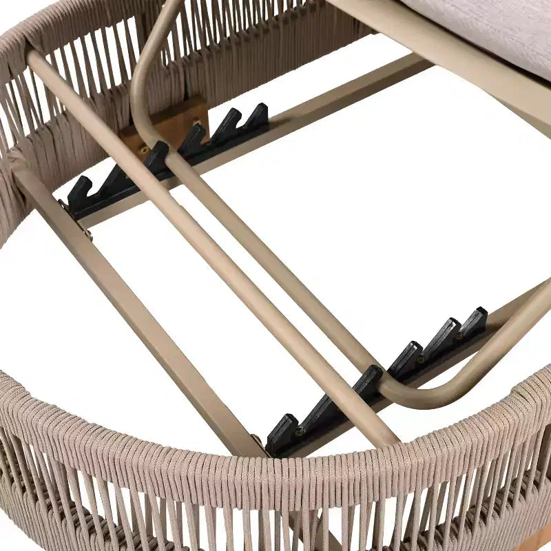 Christopher Knight Home Lariya 2 Piece Outdoor Acacia Wood and Rope Chaise Lounge Chat Set with Cushions and Side Table