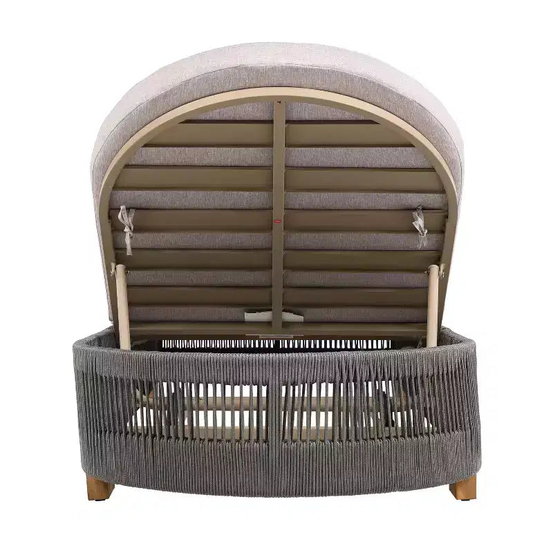 Christopher Knight Home Lariya 2 Piece Outdoor Acacia Wood and Rope Chaise Lounge Chat Set with Cushions and Side Table