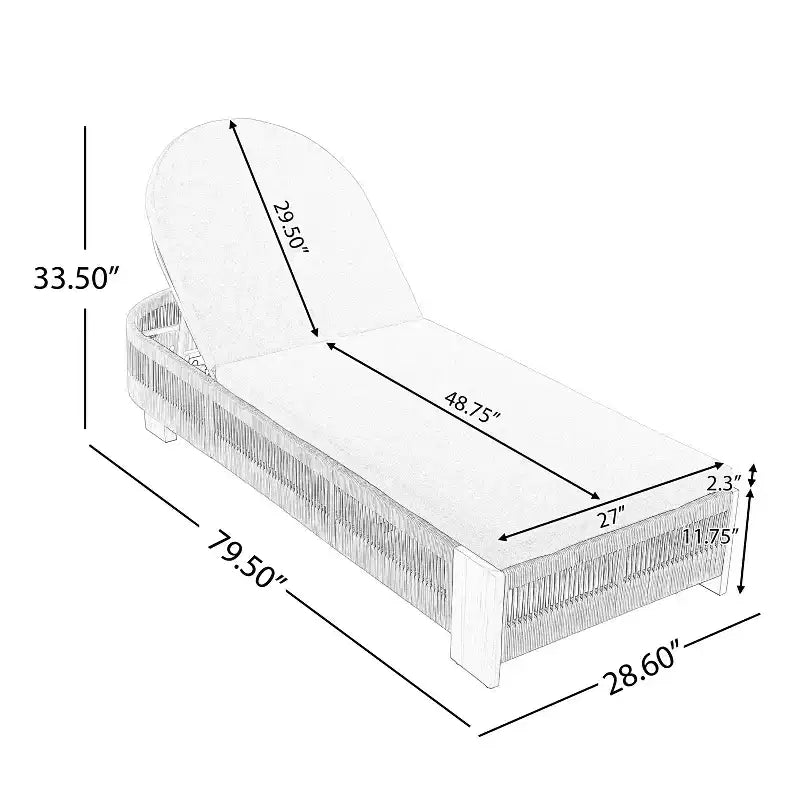 Christopher Knight Home Lariya 2 Piece Outdoor Acacia Wood and Rope Chaise Lounge Chat Set with Cushions and Side Table