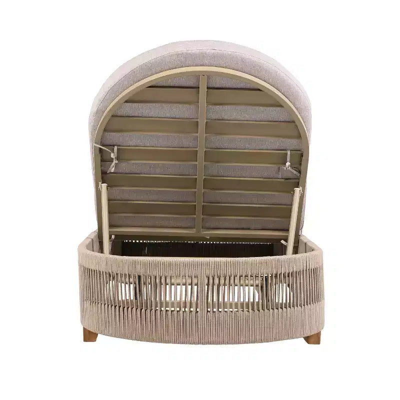 Christopher Knight Home Lariya 2 Piece Outdoor Acacia Wood and Rope Chaise Lounge Chat Set with Cushions and Side Table