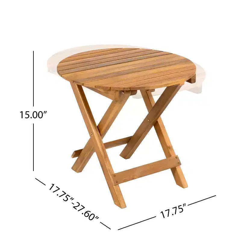 Ensemble de sièges 3 pièces en bois d'acacia Atlas Christopher Knight Home avec table d'appoint pliable