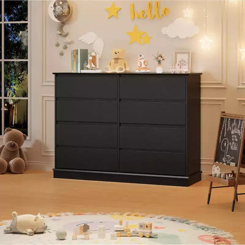 CuisinSmart 8 Drawer Dressers for Bedroom, Chest of Drawers with Deep Drawers, Horizontal Wooden Dresser for Living Room, Hallway, Kids Room