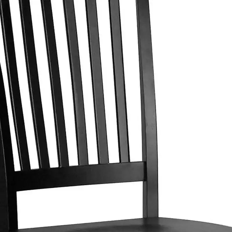 Sedia da pranzo laterale con schienale a doghe in legno nero