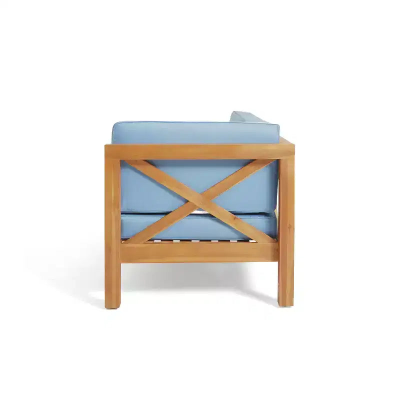 Christopher Knight Home Brava Ensemble causeuse bras droit en bois d'acacia d'extérieur et table basse avec coussin