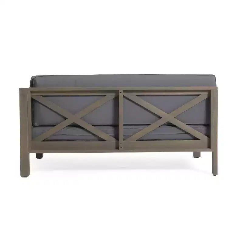Christopher Knight Home Brava Ensemble causeuse bras droit en bois d'acacia d'extérieur et table basse avec coussin