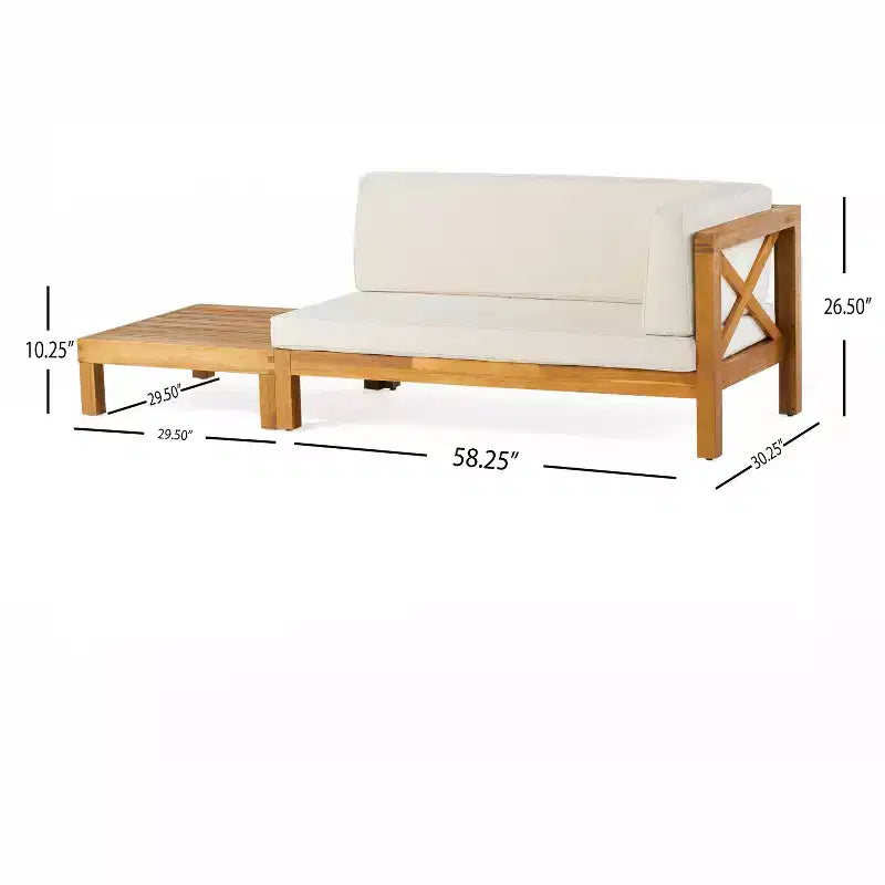 Christopher Knight Home Brava Ensemble causeuse bras droit en bois d'acacia d'extérieur et table basse avec coussin