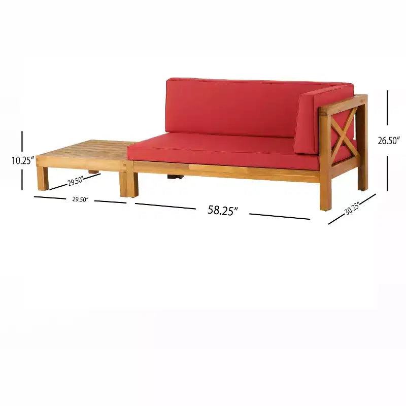 Christopher Knight Home Brava Ensemble causeuse bras droit en bois d'acacia d'extérieur et table basse avec coussin