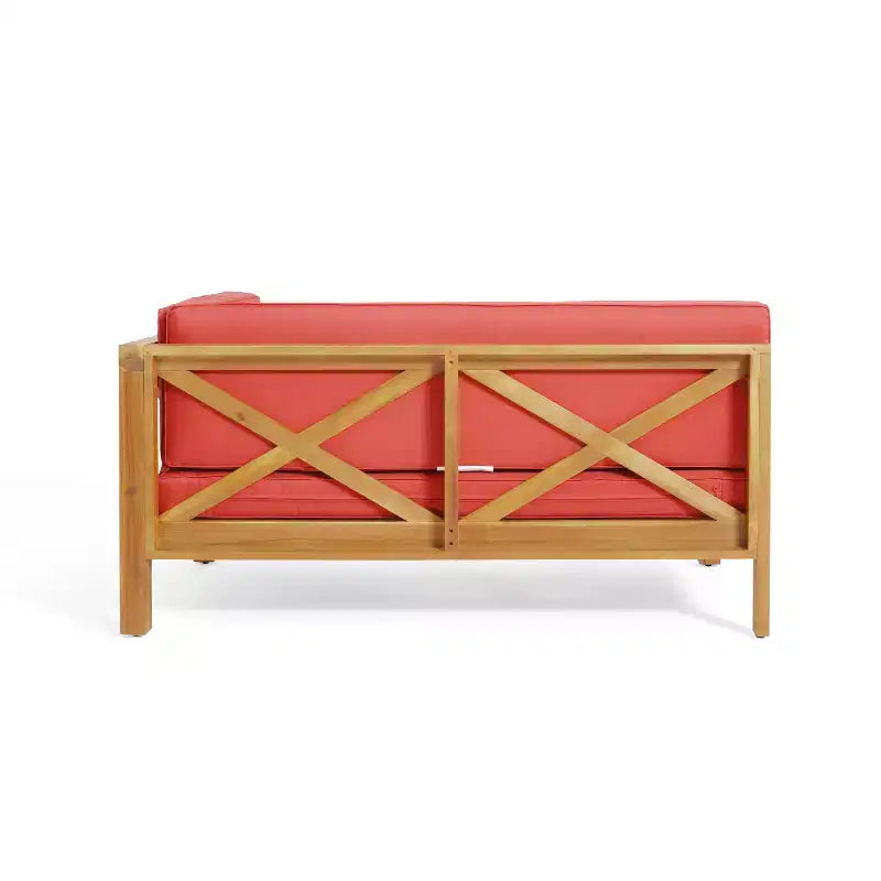Christopher Knight Home Brava Ensemble causeuse bras droit en bois d'acacia d'extérieur et table basse avec coussin