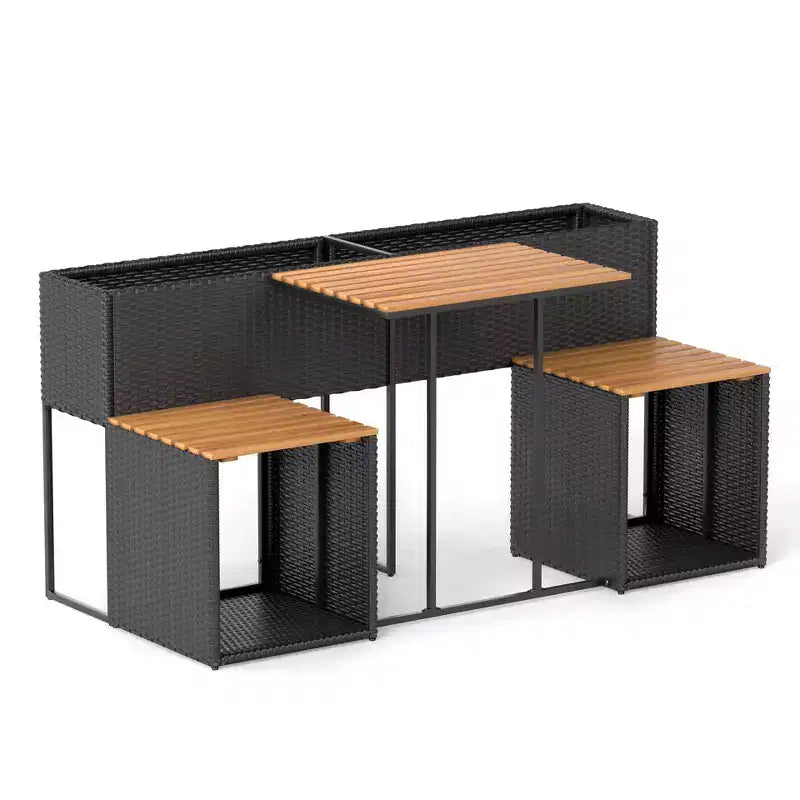 Ensemble de meubles de patio Costway avec jardinière surélevée, chaises intégrées et espace de rangement