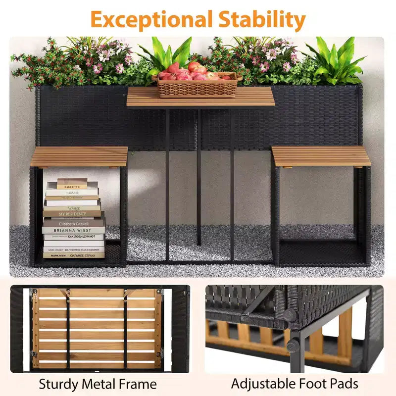 Ensemble de meubles de patio Costway avec jardinière surélevée, chaises intégrées et espace de rangement