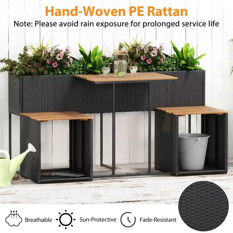 Ensemble de meubles de patio Costway avec jardinière surélevée, chaises intégrées et espace de rangement